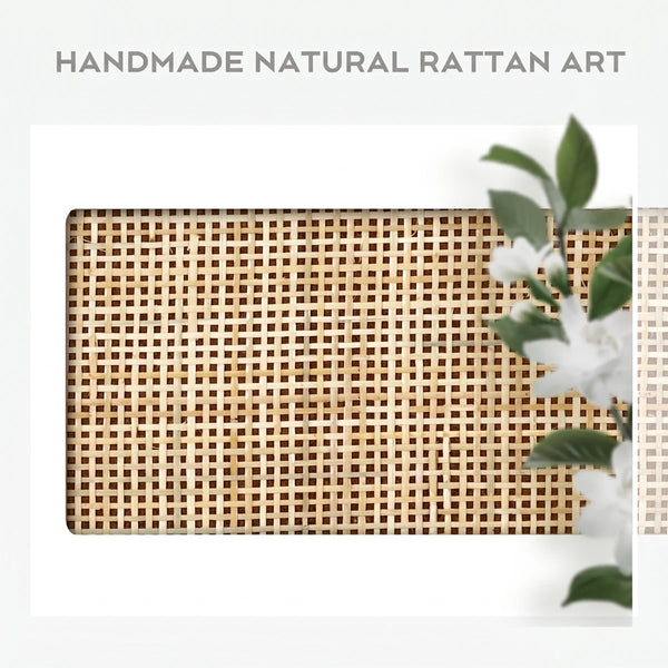 Iesa Boho Natural Rattan Vanity with LED Mirror and Stool  Wooden Bazar
