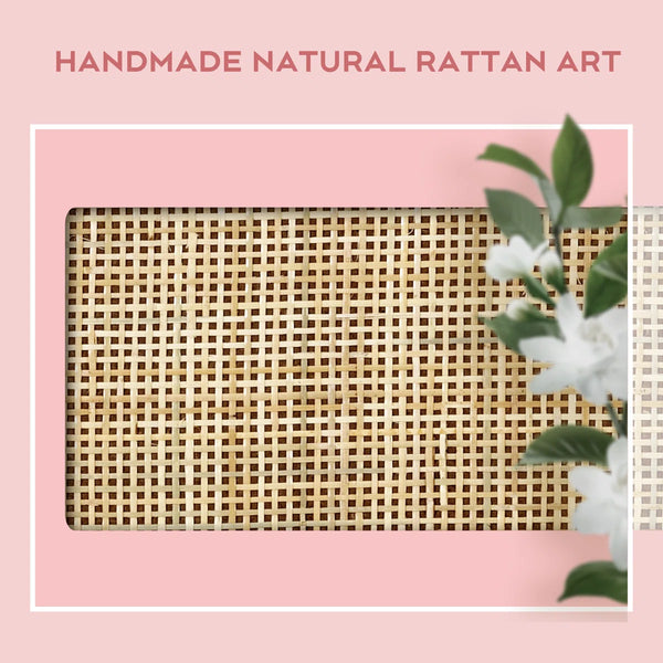 Iesa Boho Natural Rattan Vanity with LED Mirror and Stool  Wooden Bazar