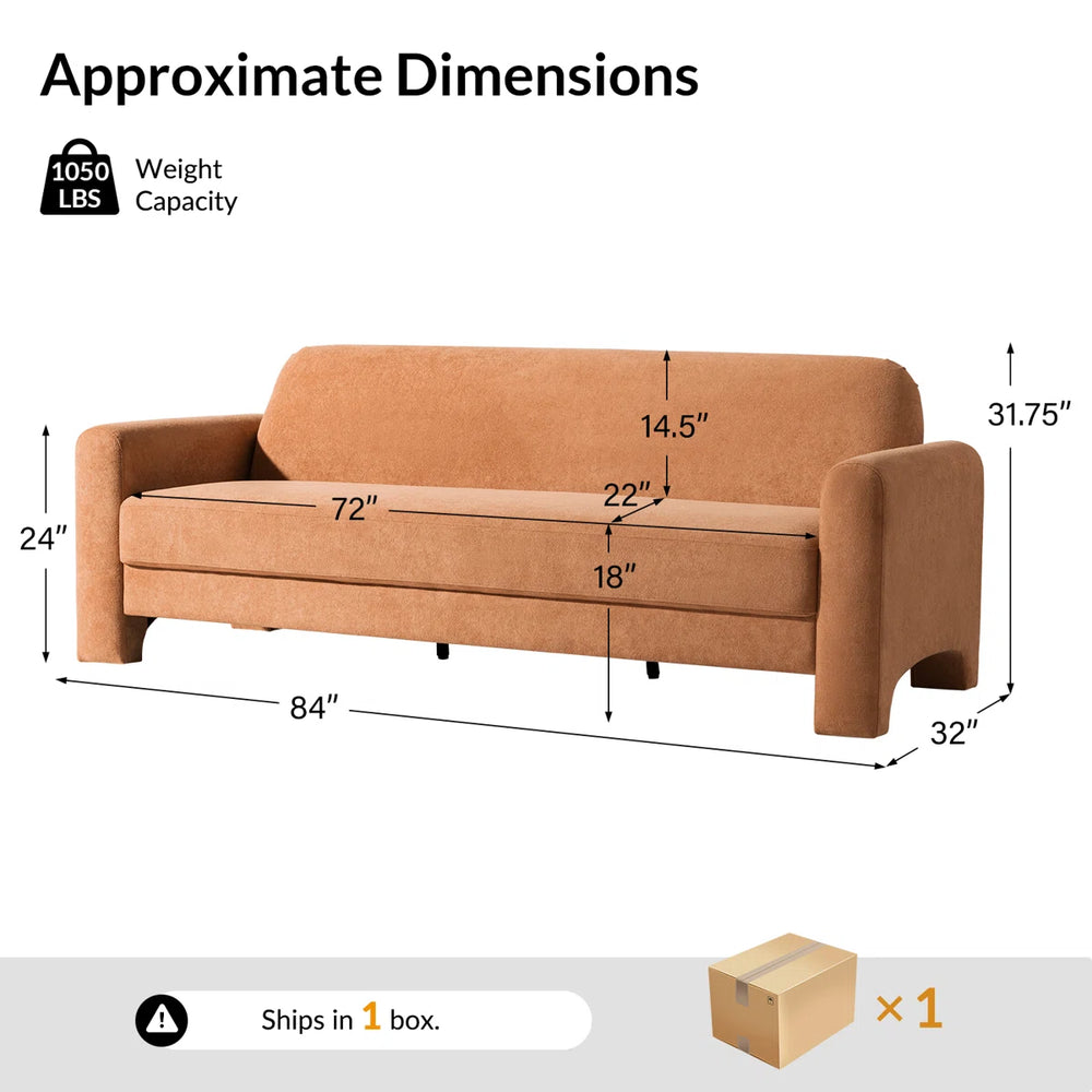 Furndik Modern Curved Chenille Sofa - Wooden Bazar