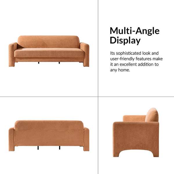 Himfix Curved Chenille Sofa - Wooden bazar