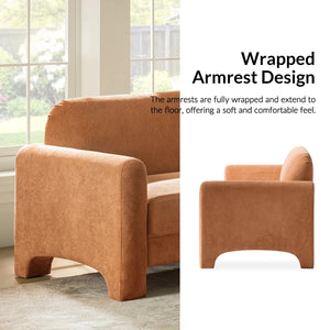 Himfix Curved Chenille Sofa - Wooden bazar