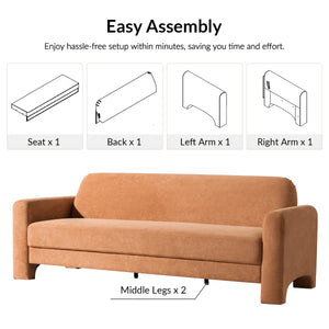 Himfix Curved Chenille Sofa - Wooden bazar