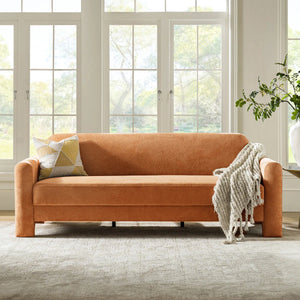 Furndik Modern Curved Chenille Sofa - Wooden Bazar
