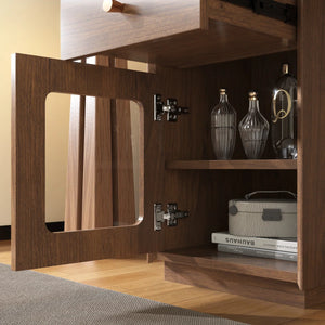 Ismar Walnut Storage Makeup Vanity Adjustable Desk With USB and Solid Wood Legs,Left and Right Installation  Wooden Bazar