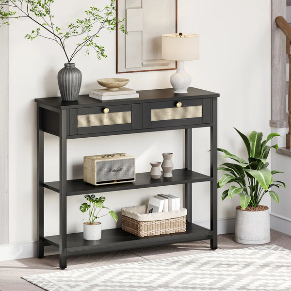 Console Table with Storage Drawers  Wooden Bazar