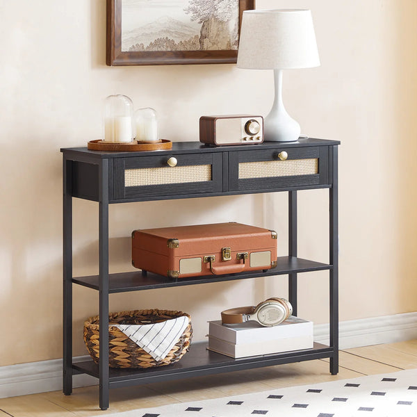 Console Table with Storage Drawers  Wooden Bazar