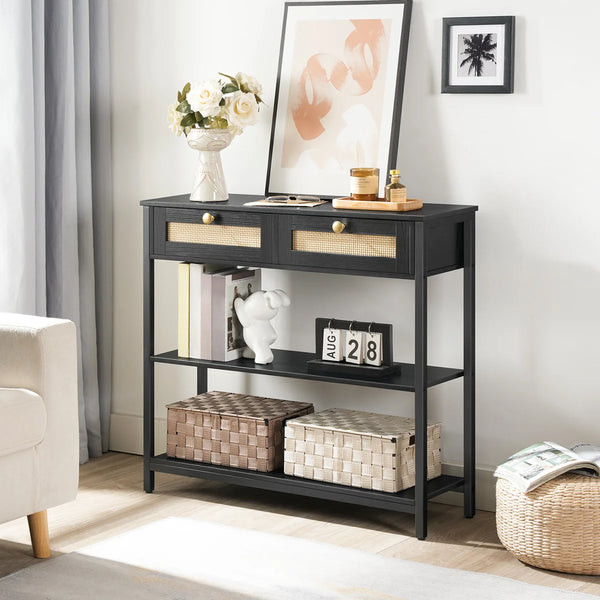 Console Table with Storage Drawers  Wooden Bazar