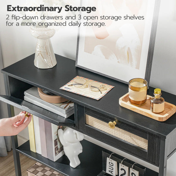 Console Table with Storage Drawers  Wooden Bazar