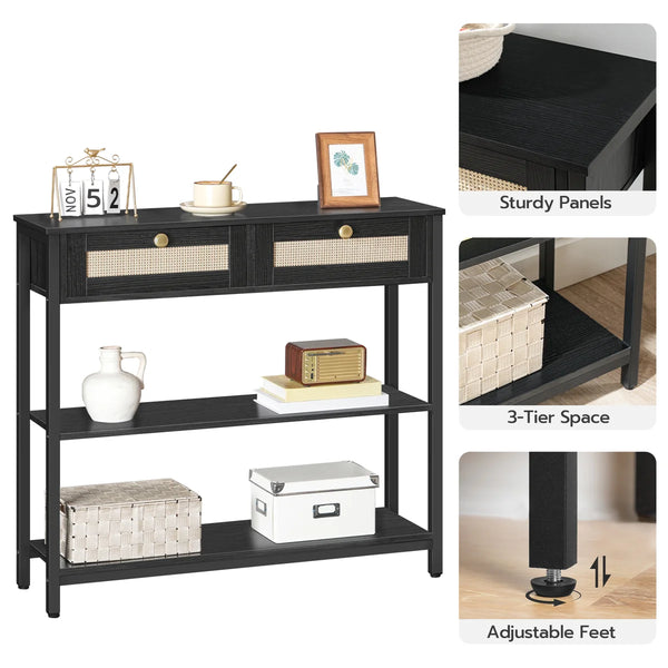 Console Table with Storage Drawers  Wooden Bazar