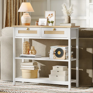 Console Table with Storage Drawers  Wooden Bazar