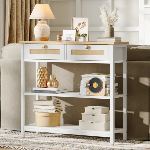 Console Table with Storage Drawers  Wooden Bazar
