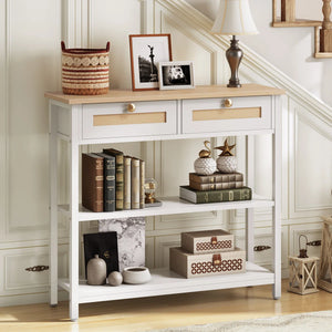 Console Table with Storage Drawers  Wooden Bazar