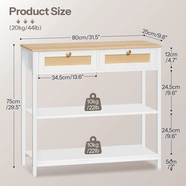 Console Table with Storage Drawers  Wooden Bazar