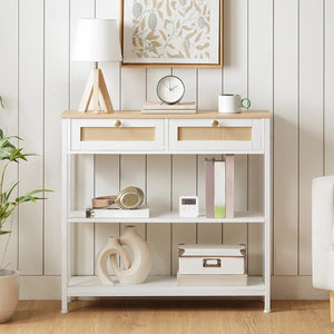 Console Table with Storage Drawers  Wooden Bazar