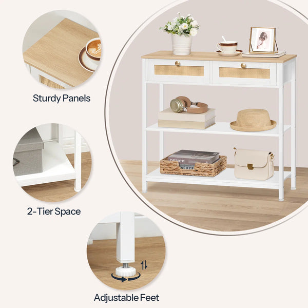 Console Table with Storage Drawers  Wooden Bazar