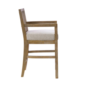 Jennette Reclaimed Natural Solid Wood Counter Stool with Cane Back  Wooden Bazar