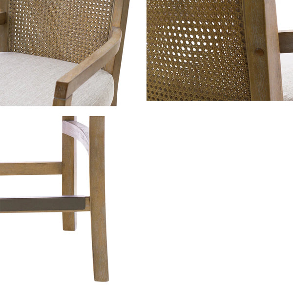 Jennette Reclaimed Natural Solid Wood Counter Stool with Cane Back  Wooden Bazar