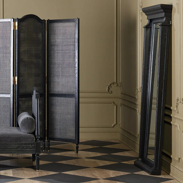 Josephine Room Divider Screen in Bleached Oak Finish   Wooden Bazar