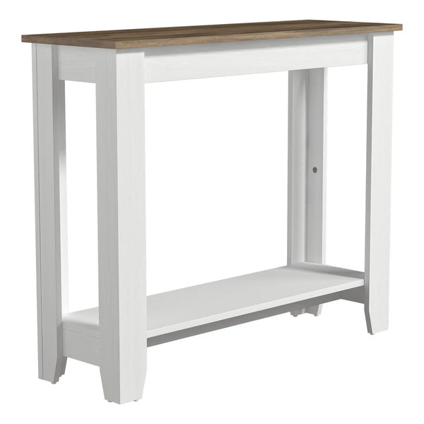 Transitional Console Table with Open Lower Shelf  Wooden Bazar