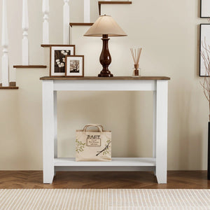 Transitional Console Table with Open Lower Shelf  Wooden Bazar