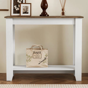 Transitional Console Table with Open Lower Shelf  Wooden Bazar