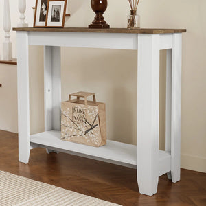 Transitional Console Table with Open Lower Shelf  Wooden Bazar