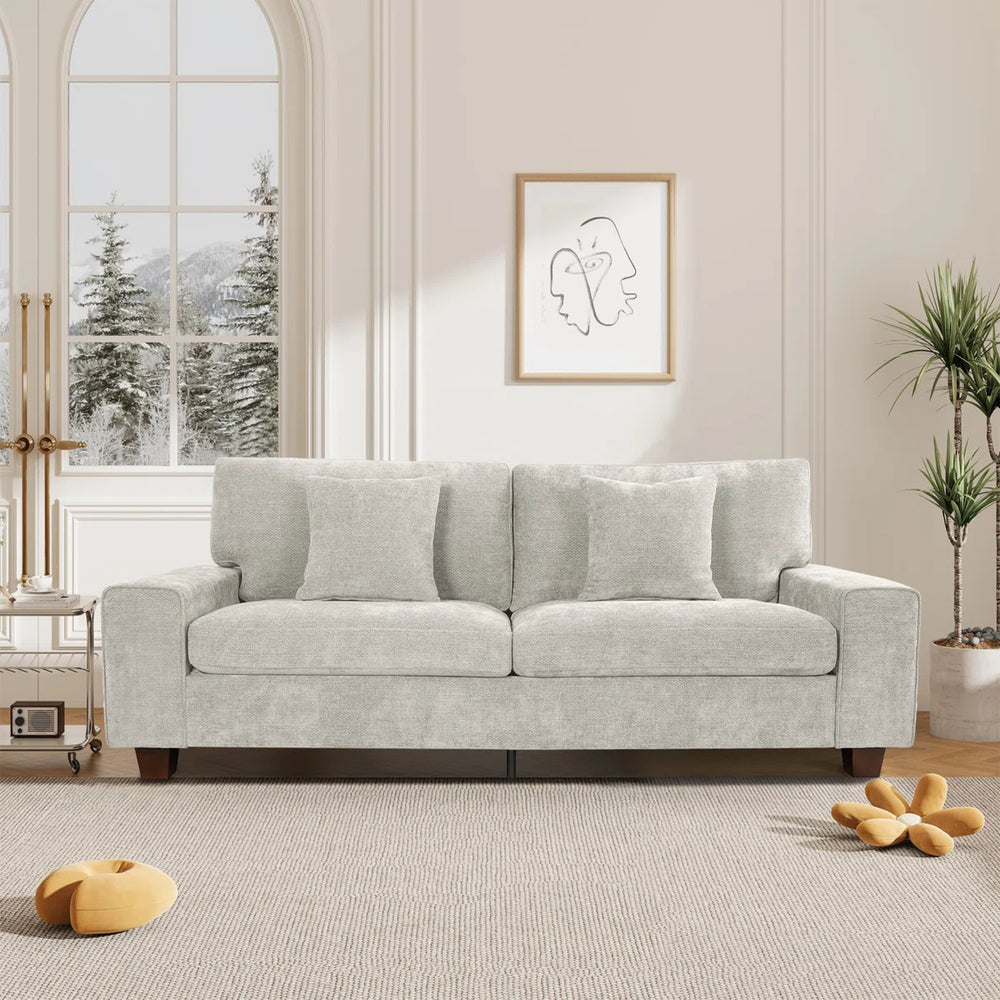 Nikos Modern Style 3 Seater Square Arm Sofa Upholstered Couch