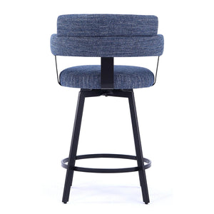 Kassy Swivel Full Back Linen Upholstered Metal Bar and Counter Stool (Set of 2)  Wooden Bazar