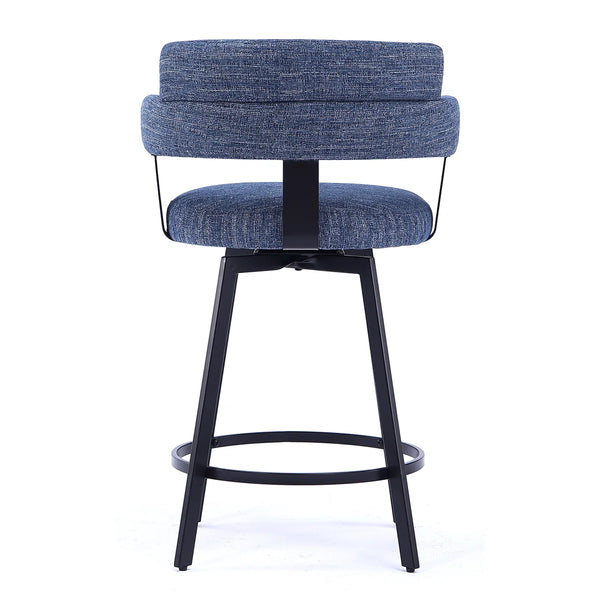 Kassy Swivel Full Back Linen Upholstered Metal Bar and Counter Stool (Set of 2)  Wooden Bazar