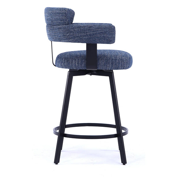 Kassy Swivel Full Back Linen Upholstered Metal Bar and Counter Stool (Set of 2)  Wooden Bazar