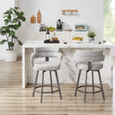 Kassy Swivel Full Back Linen Upholstered Metal Bar and Counter Stool (Set of 2)  Wooden Bazar