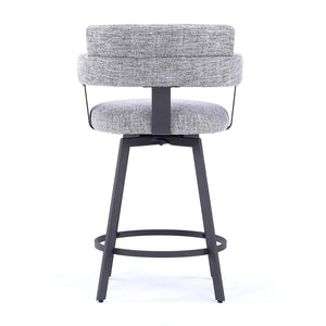 Kassy Swivel Full Back Linen Upholstered Metal Bar and Counter Stool (Set of 2)  Wooden Bazar