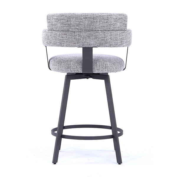 Kassy Swivel Full Back Linen Upholstered Metal Bar and Counter Stool (Set of 2)  Wooden Bazar