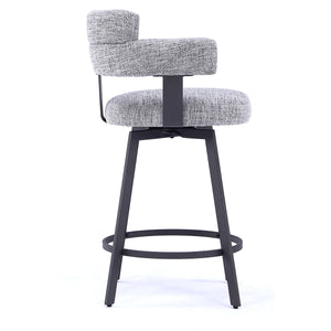 Kassy Swivel Full Back Linen Upholstered Metal Bar and Counter Stool (Set of 2)  Wooden Bazar