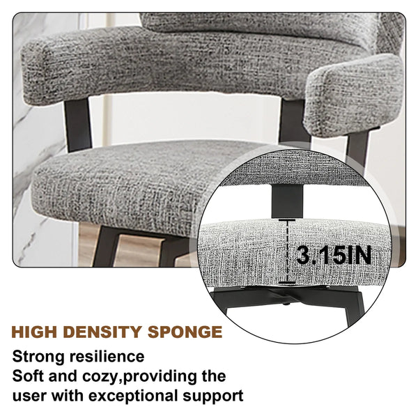 Kassy Swivel Full Back Linen Upholstered Metal Bar and Counter Stool (Set of 2)  Wooden Bazar