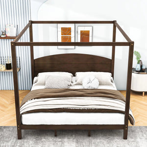 Rikki Wood Canopy Platform Bed with Headboard