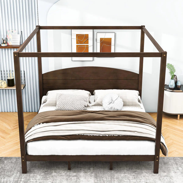 Rikki Wood Canopy Platform Bed with Headboard