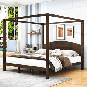 Rikki Wood Canopy Platform Bed with Headboard