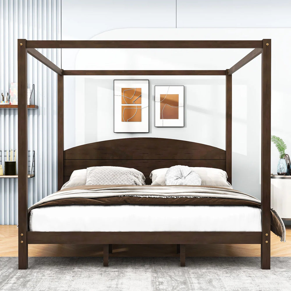 Rikki Wood Canopy Platform Bed with Headboard