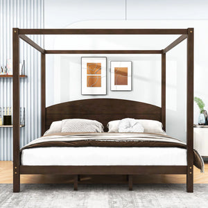 Rikki Wood Canopy Platform Bed with Headboard