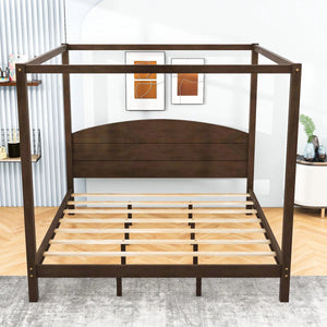 Rikki Wood Canopy Platform Bed with Headboard