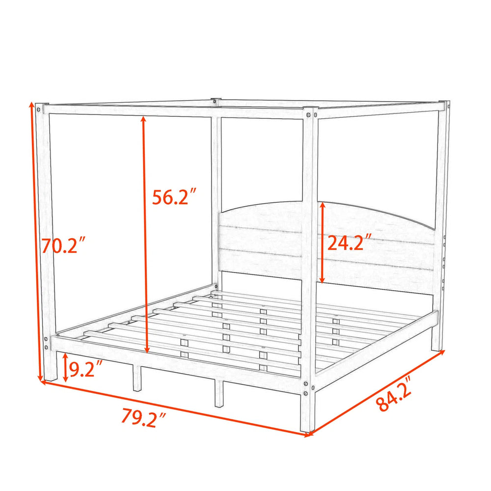 Rikki Wood Canopy Platform Bed with Headboard