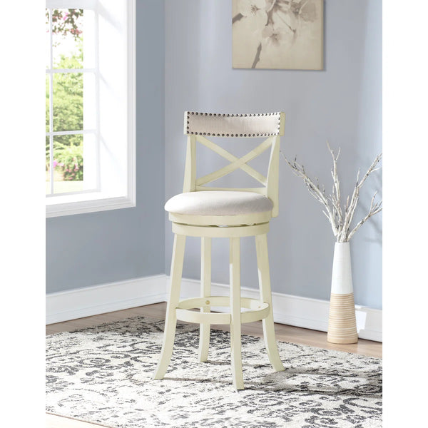 Kopasz Swivel Upholstered Counter Stool  Wooden Bazar