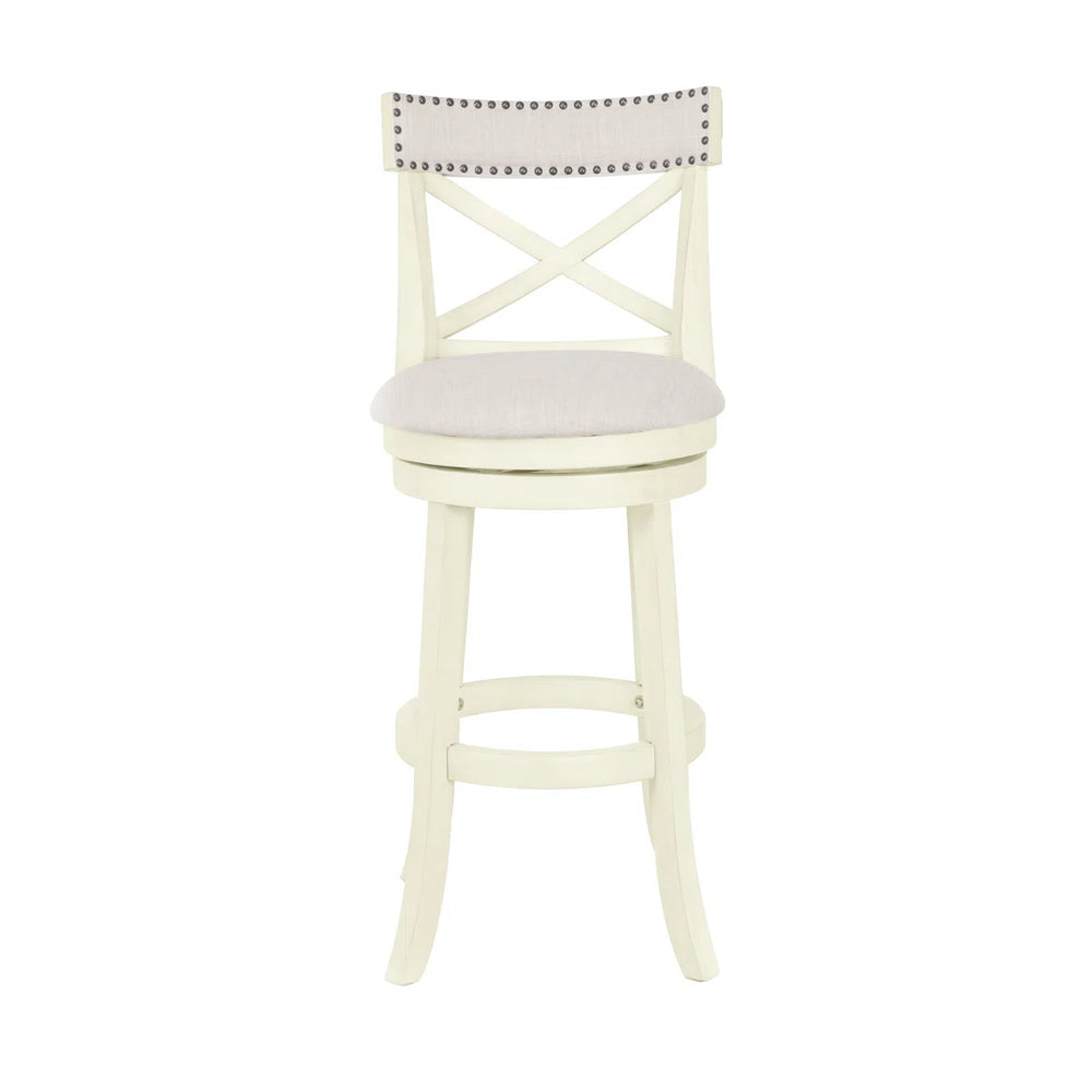 Kopasz Swivel Upholstered Counter Stool  Wooden Bazar