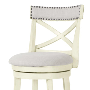 Kopasz Swivel Upholstered Counter Stool  Wooden Bazar