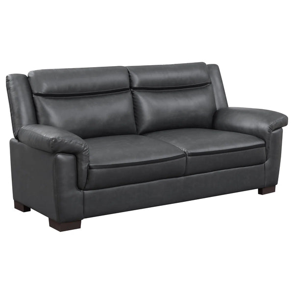 Krista Upholstered Padded Arm Sofa   Wooden Bazar