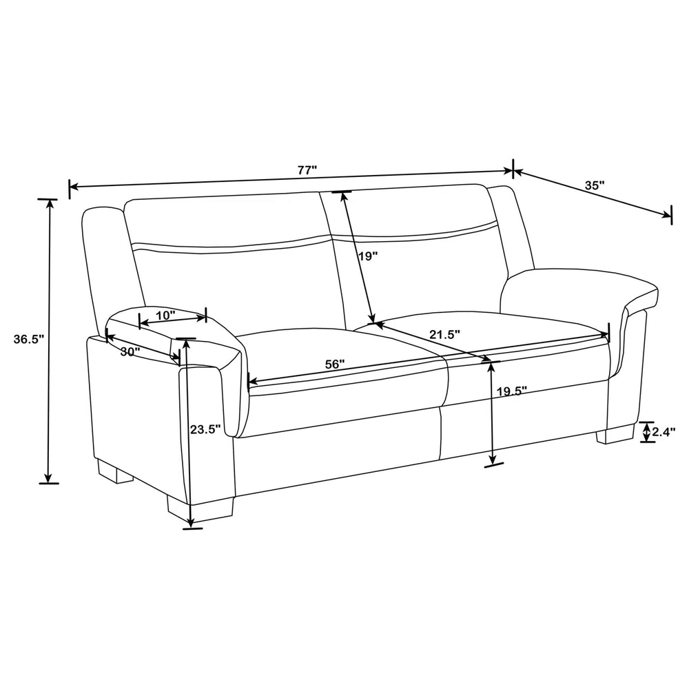 Krista Upholstered Padded Arm Sofa   Wooden Bazar