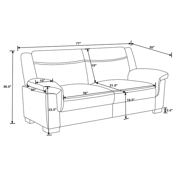 Krista Upholstered Padded Arm Sofa   Wooden Bazar