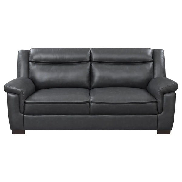 Krista Upholstered Padded Arm Sofa   Wooden Bazar