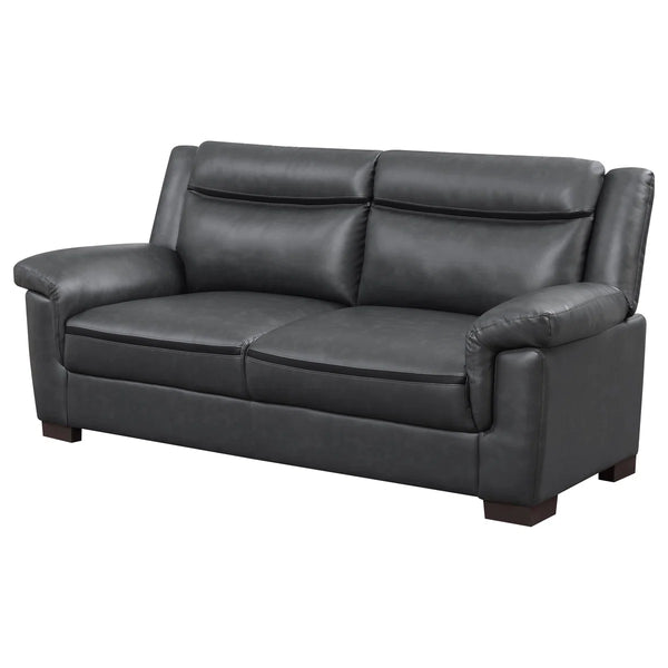 Krista Upholstered Padded Arm Sofa   Wooden Bazar